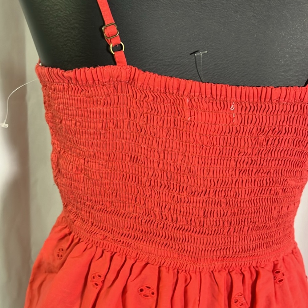 NWOT Japan Coral Pink Embroidered Floral Eyelet Sleeveless Cotton Romper - Picture 11 of 16